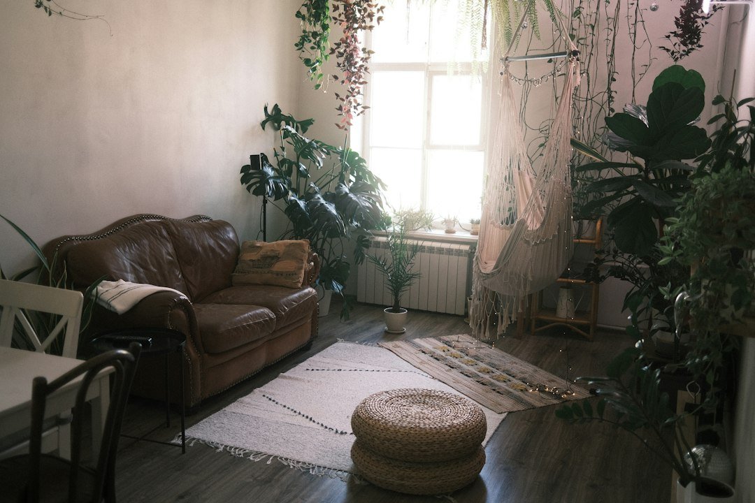 Cozy apartment living room styled with movable furniture and soft furnishings
